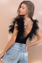 Load image into Gallery viewer, Black Feathered Bodysuit
