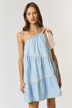 Load image into Gallery viewer, One Shoulder Poplin Dress- Light Blue
