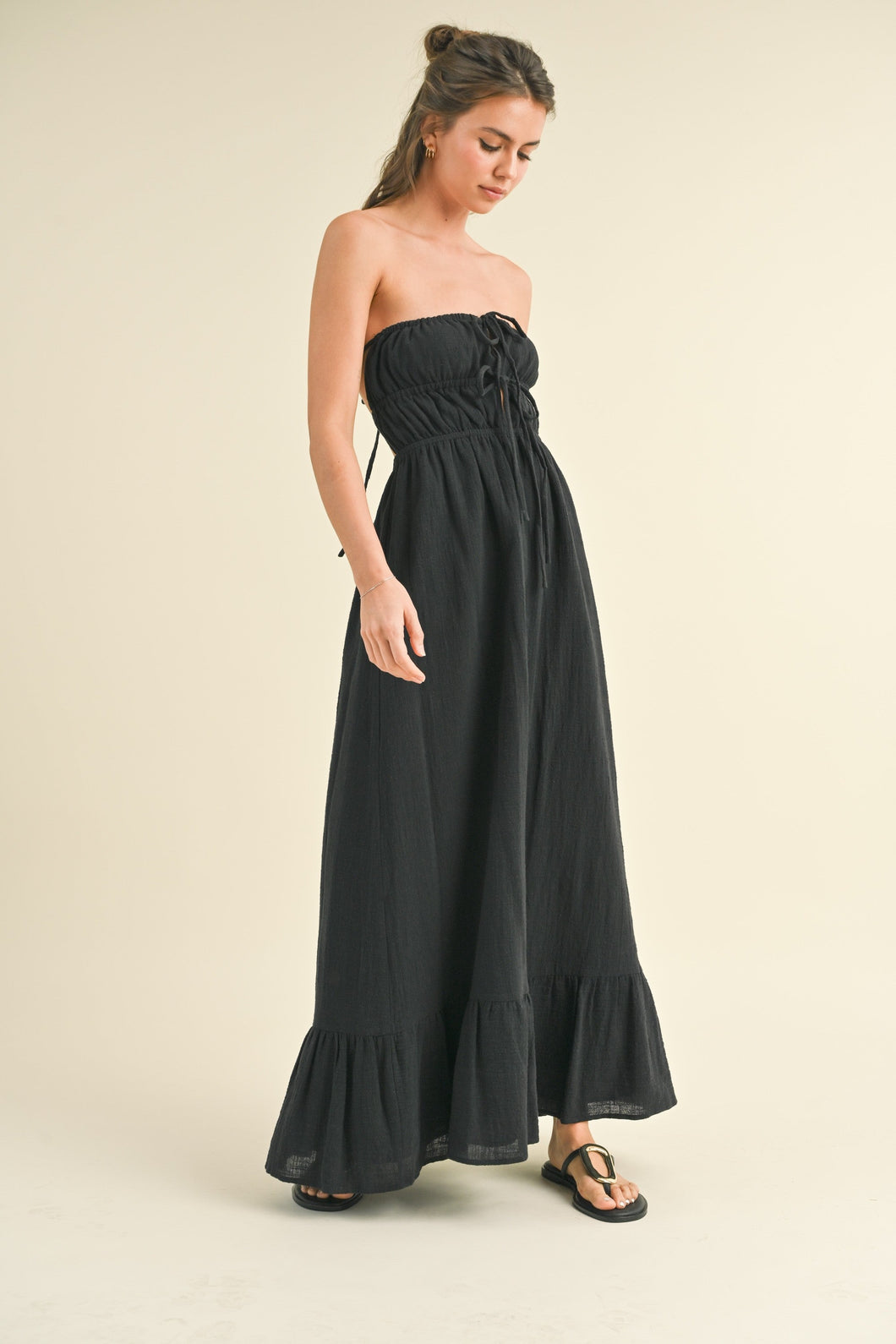 Black Back Tie Maxi Dress