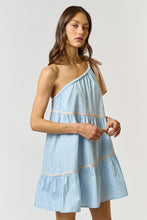 Load image into Gallery viewer, One Shoulder Poplin Dress- Light Blue
