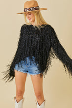 Load image into Gallery viewer, Fringe Sweater Top Black
