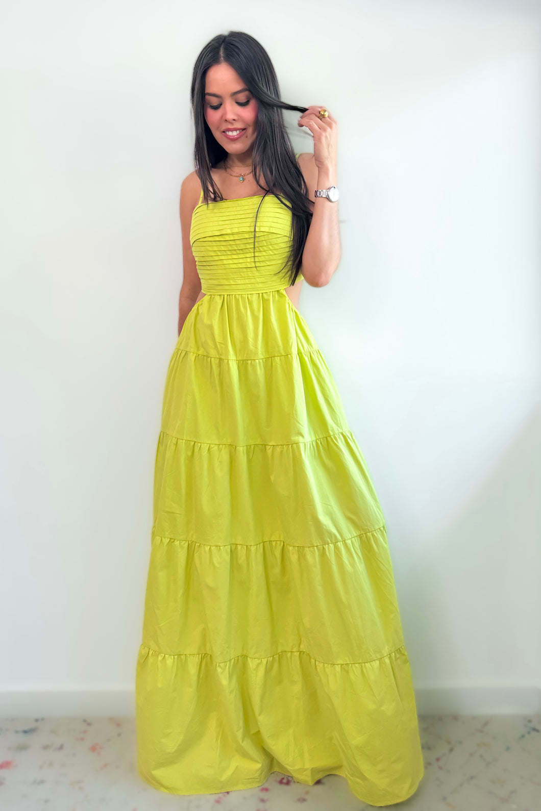 Audrina Lime Maxi Dress