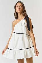 Load image into Gallery viewer, One Shoulder Poplin Dress- White
