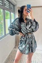 Load image into Gallery viewer, Steel Showstopper Sequin Tunic Shirt Dress
