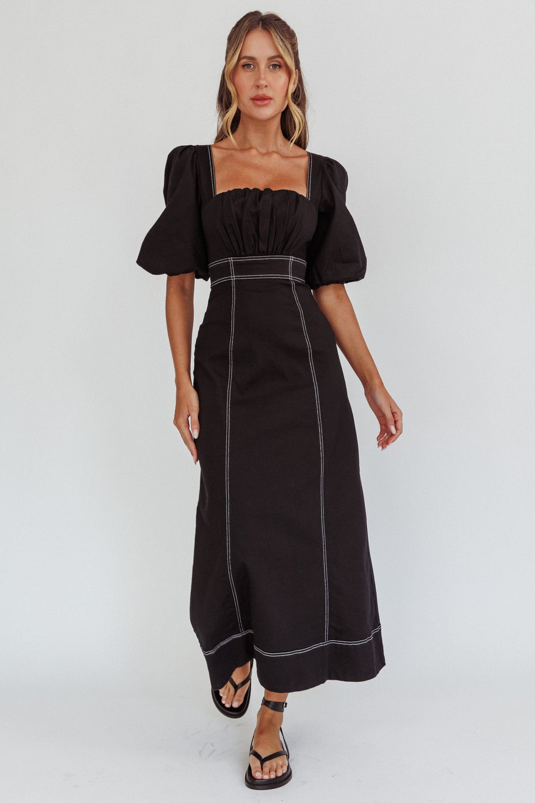 Sibille Puff Sleeve Dress- Black