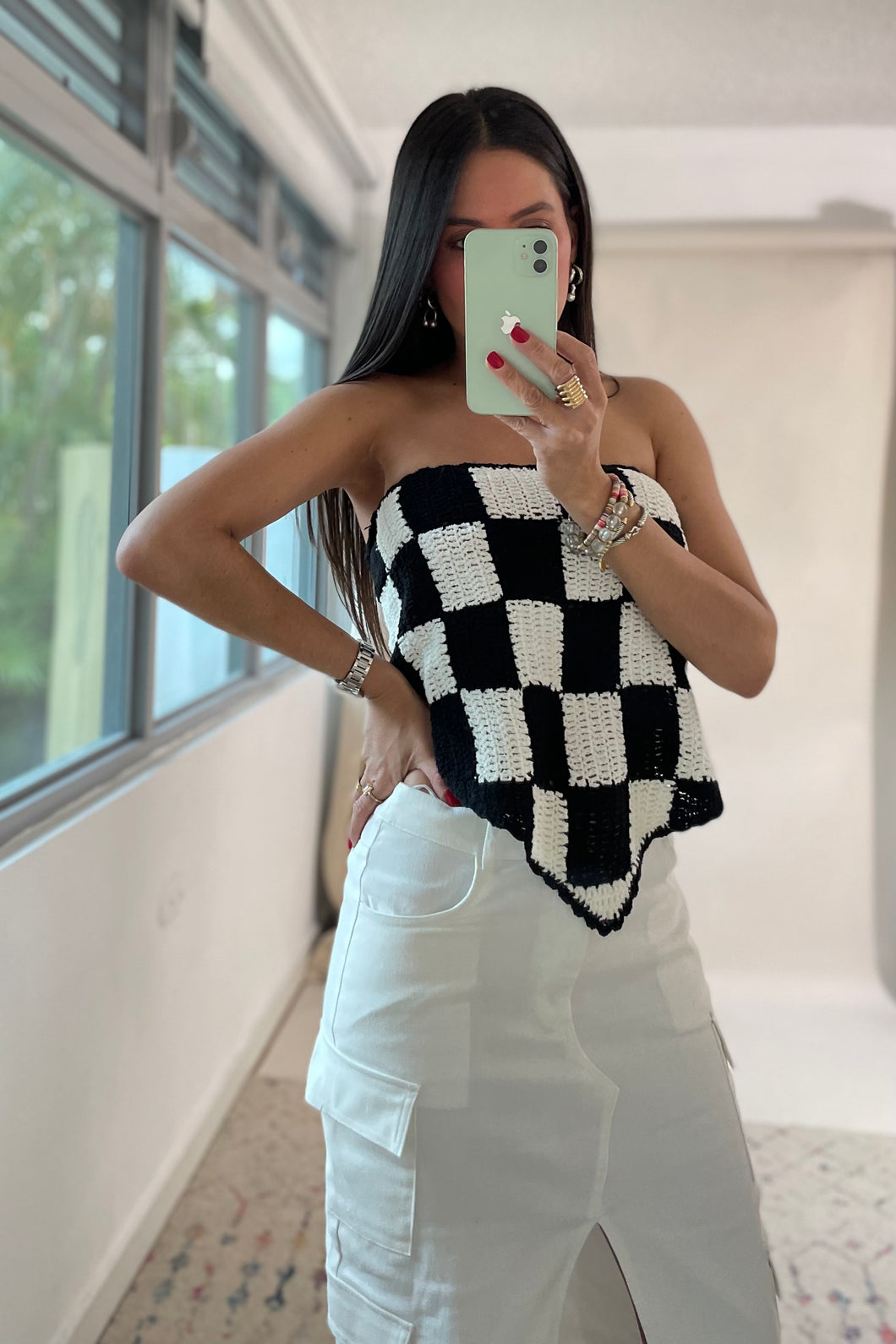 Checkered Bandana Top