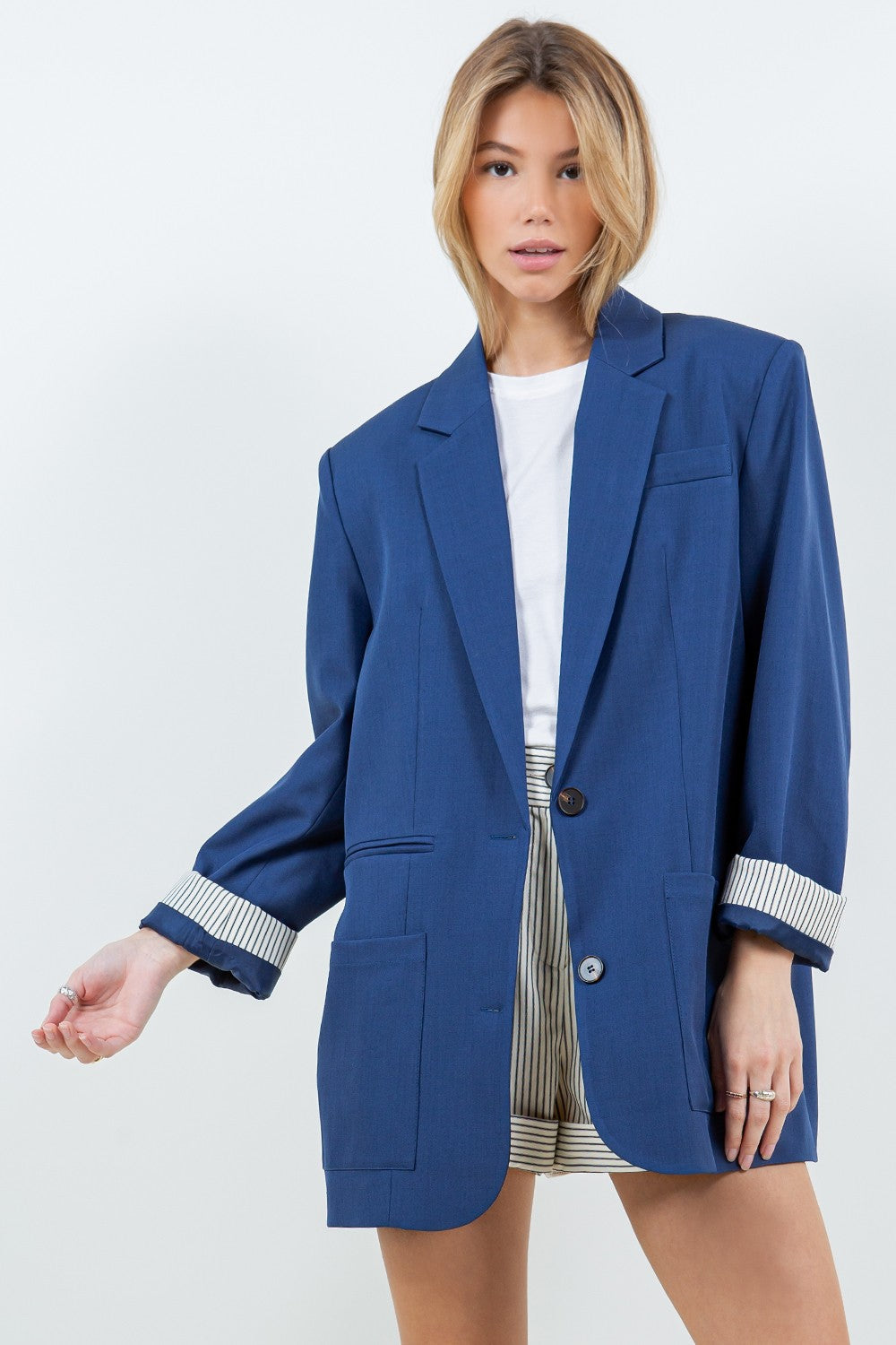 The Blue Striped Detail Blazer