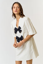 Load image into Gallery viewer, Black Bow Linen Shirt Dress
