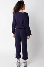 Load image into Gallery viewer, Wool Travel Sweater Jumpsuit- Navy Blue
