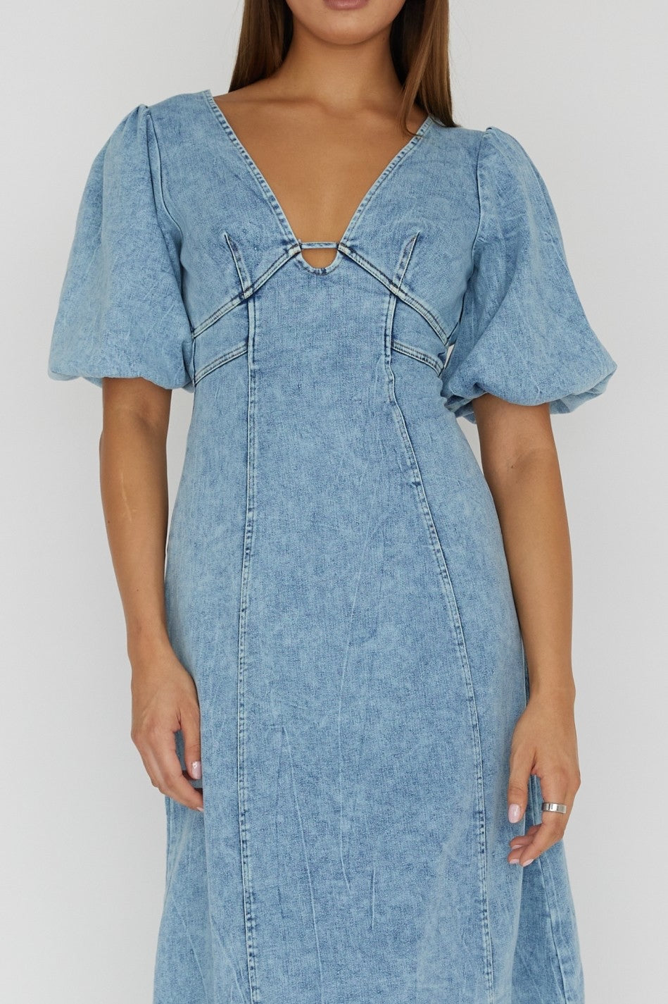 Puff Sleeve Denim Dress