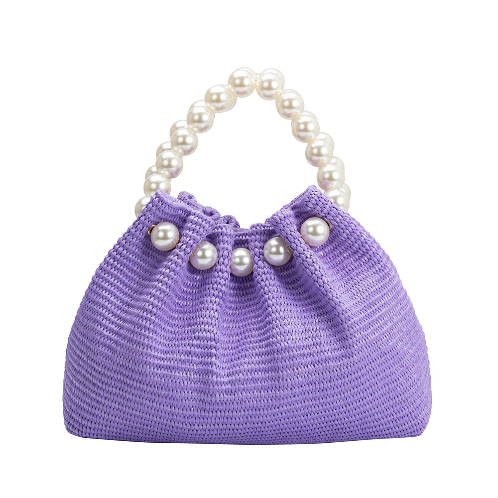 Josie Lilac Straw Top Handle Bag