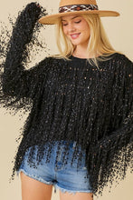 Load image into Gallery viewer, Fringe Sweater Top Black
