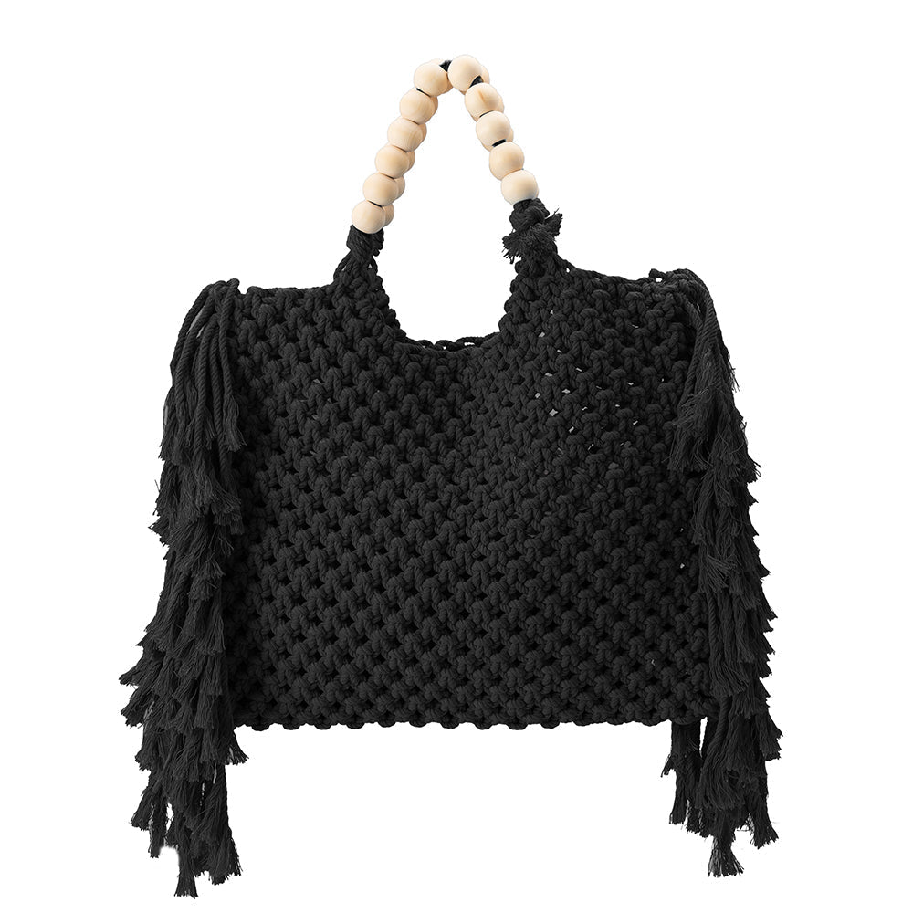 Lilibeth Black Medium Crochet Tote Bag