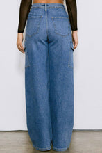 Load image into Gallery viewer, High-Waisted Cargo Jeans- Medium Wash
