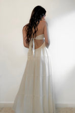 Load image into Gallery viewer, Natural Strapless Back Tie Maxi Dress
