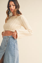 Load image into Gallery viewer, Bell Sleeve Sweater Crop Top- Cream
