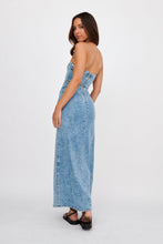 Load image into Gallery viewer, Noa Buckle Strapless Maxi Denim Dress
