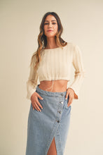 Load image into Gallery viewer, Bell Sleeve Sweater Crop Top- Cream
