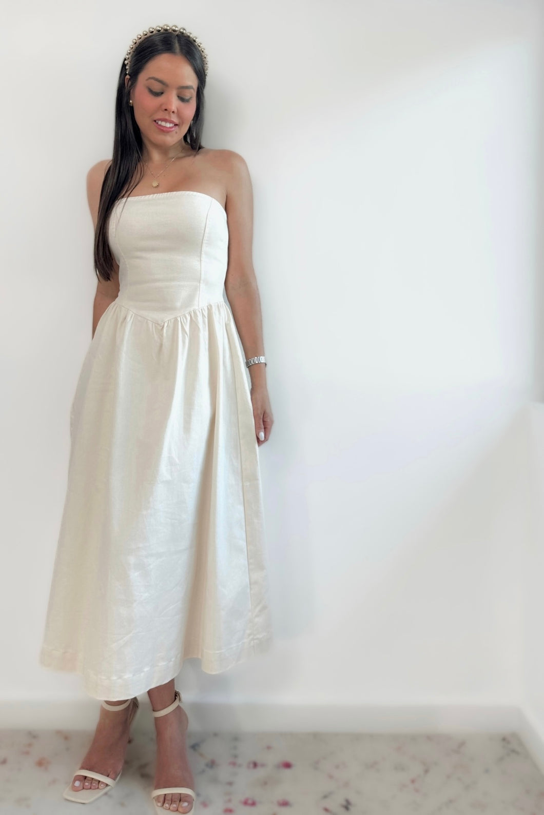 Mara Strapless Cream Dress