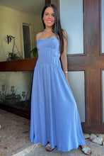 Load image into Gallery viewer, Skylar Ruched Dress- Blue
