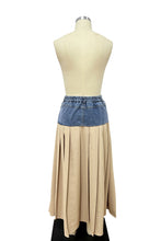 Load image into Gallery viewer, Beige| Denim Pleated Maxi Skirt
