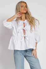 Load image into Gallery viewer, Front Tie Poplin Blouse White
