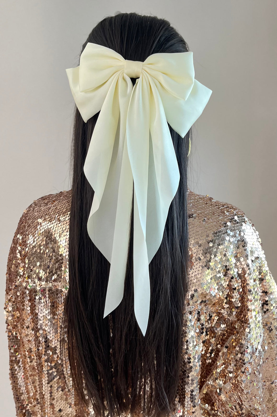 Cream Satin Oversized Bow