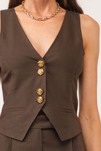 Load image into Gallery viewer, Rosette Olive Tailored Vest Top
