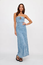 Load image into Gallery viewer, Noa Buckle Strapless Maxi Denim Dress
