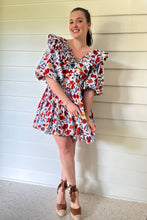 Load image into Gallery viewer, Red Roses Ruffled Mini Dress
