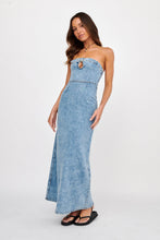 Load image into Gallery viewer, Noa Buckle Strapless Maxi Denim Dress
