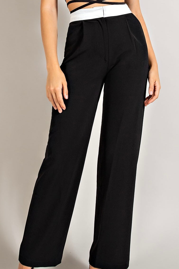 Black Contrast Trouser Pants