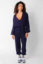 Load image into Gallery viewer, Wool Travel Sweater Jumpsuit- Navy Blue
