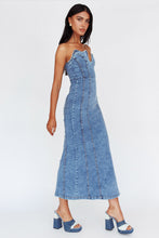 Load image into Gallery viewer, Wavy Neckline Denim Dress
