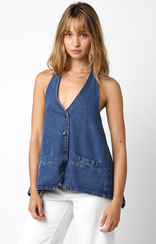 Lou Bak Tie Denim Top