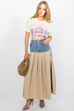 Load image into Gallery viewer, Beige| Denim Pleated Maxi Skirt
