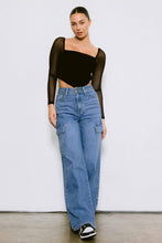 Load image into Gallery viewer, High-Waisted Cargo Jeans- Medium Wash
