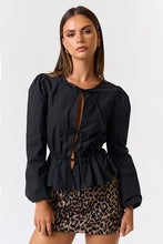 Load image into Gallery viewer, Long Sleeve Black Poplin Top
