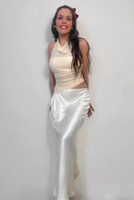 Load image into Gallery viewer, Amina Mesh + Satin Halter Dress- Ecru
