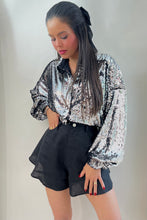 Load image into Gallery viewer, Long Sleeve Sequin Blouse- Silver
