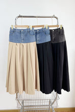 Load image into Gallery viewer, Black|Dark Denim Pleated Maxi Skirt
