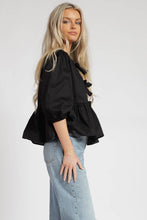 Load image into Gallery viewer, Front Tie Poplin Blouse Black
