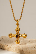 Load image into Gallery viewer, Brown Stone Modern Cross Necklace
