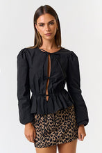 Load image into Gallery viewer, Long Sleeve Black Poplin Top
