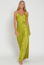 Load image into Gallery viewer, Lime Satin Belted Maxi Dress
