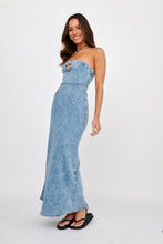 Load image into Gallery viewer, Noa Buckle Strapless Maxi Denim Dress
