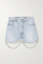 Load image into Gallery viewer, Crystals Denim Mini Skirt
