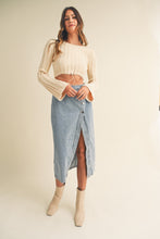 Load image into Gallery viewer, Bell Sleeve Sweater Crop Top- Cream
