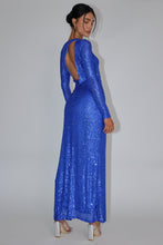 Load image into Gallery viewer, Sequin Long Sleeve Dress- Electric Blue
