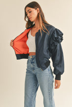 Load image into Gallery viewer, Double-layered Ruffled Sleeves Bomber Jacket
